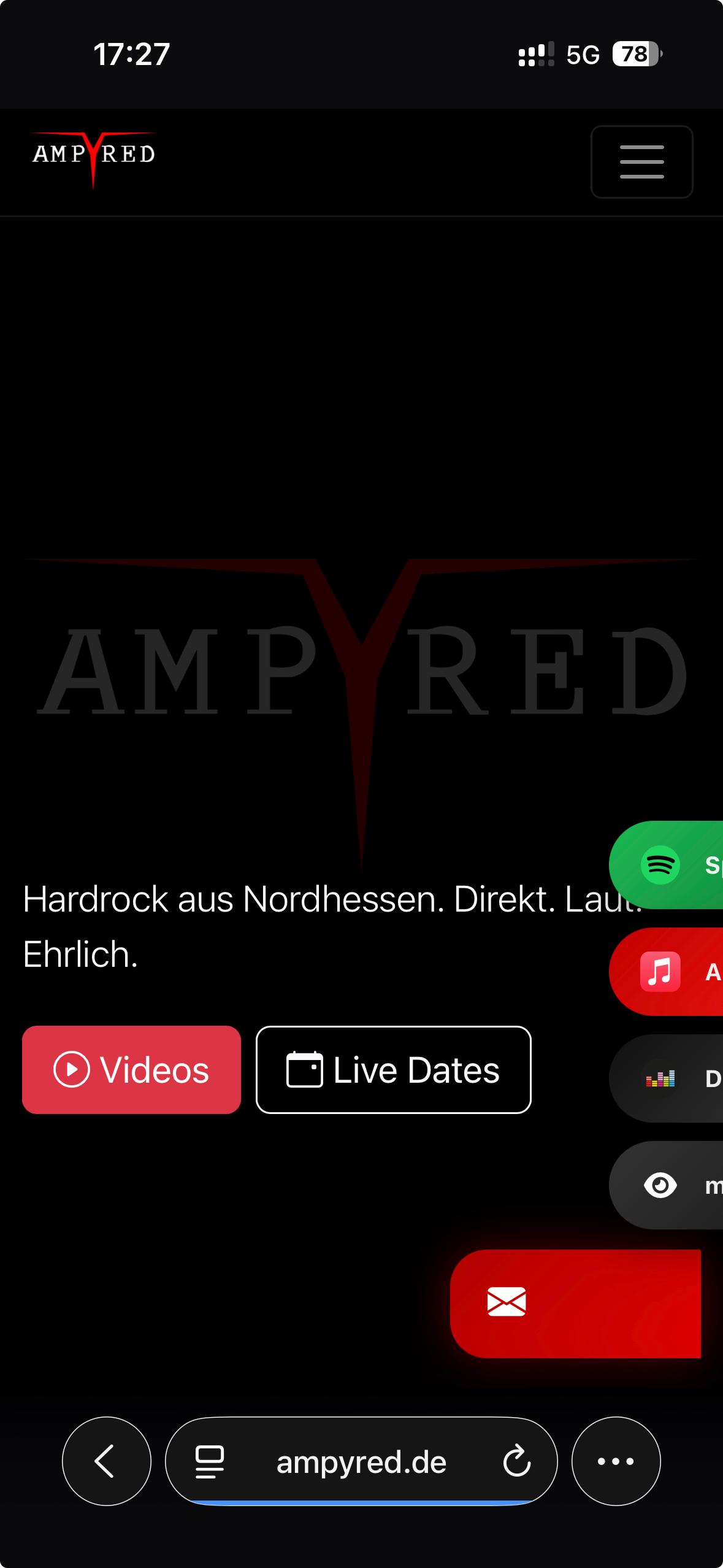 Mobile Ansicht der Webseite AMPYRED