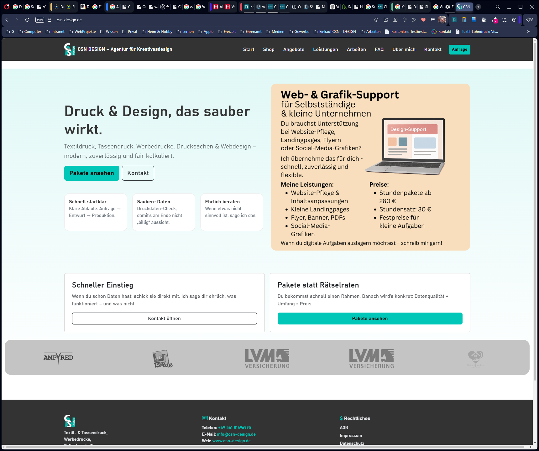 Desktop-Ansicht der Webseite CSN-Design